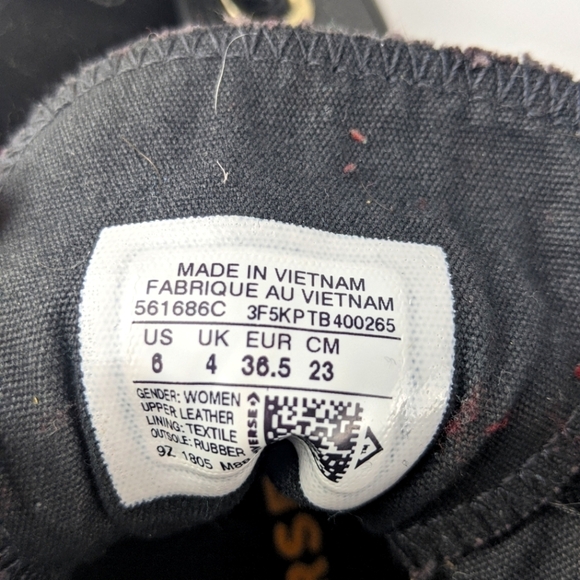 Chuck Taylor All Star Big Eyelets Leather High Top Sneaker Women's 6 Black - Picture 7 of 8